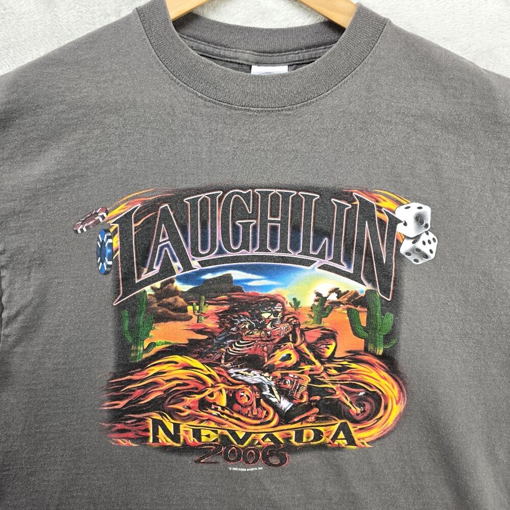 Vintage Laughlin River Run Shirt Large Y2K Skull Harley Davidson Motorcycle 2006